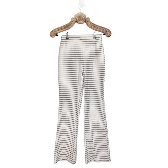 Urban Outfitters Pants Knit Ponte Stripe Stretch Flare Pull on Ecru White Small - Picture 1 of 7